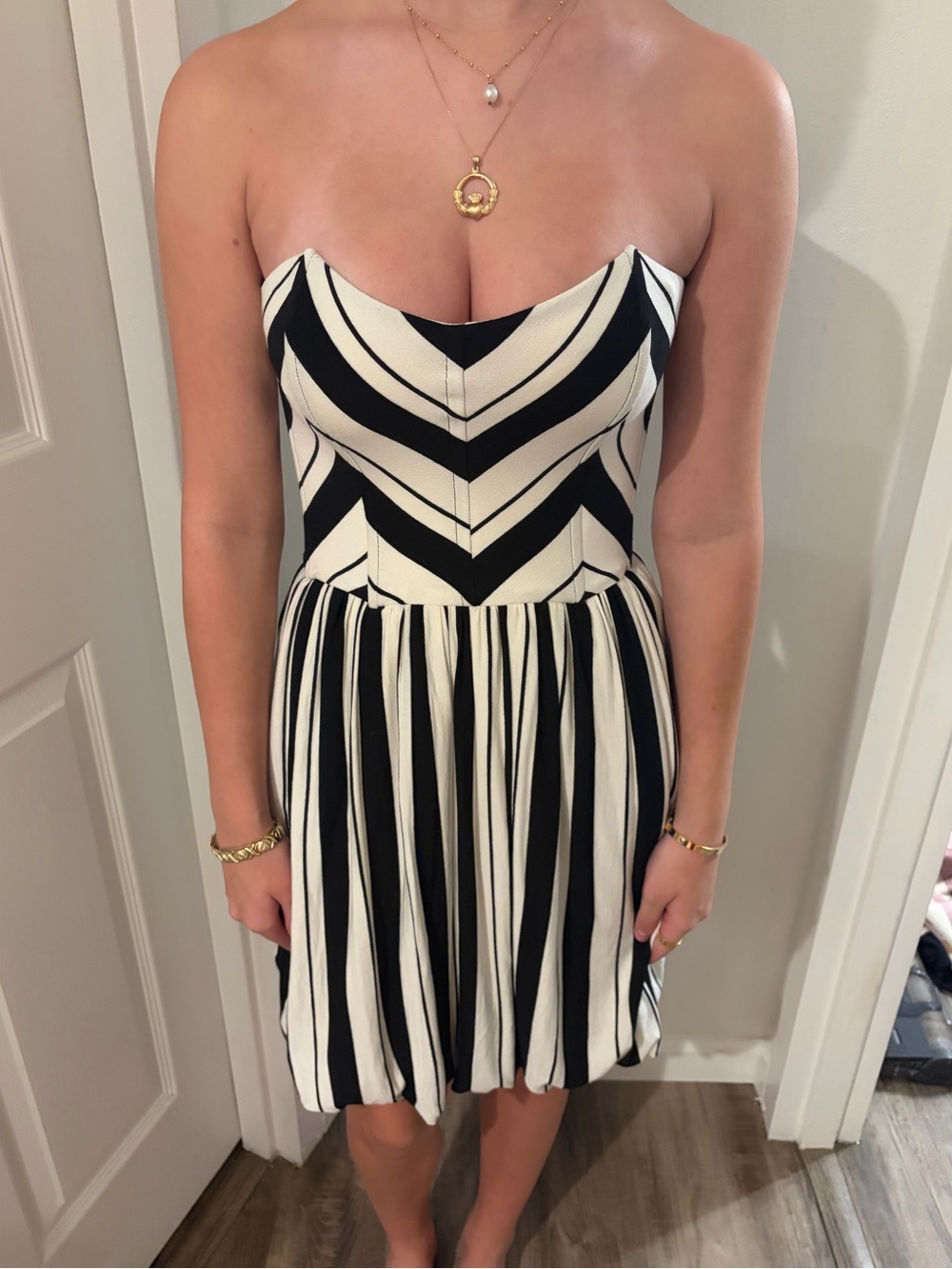 Cream and black Ella Moss strapless dress